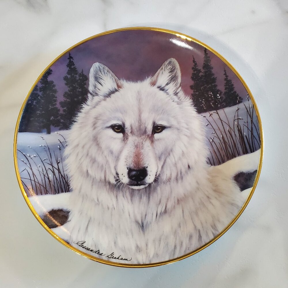 Lone Wolf Porcelain Plate by Cassandra Graham The Franklin Mint